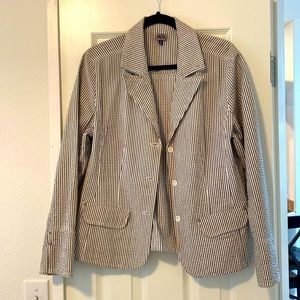 Seersucker grey and white striped blazer